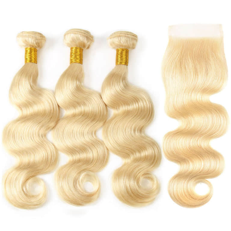 SL'HAIR 613# 5x5 Invisible Real HD Lace Closure with 3 Bundles 100% Human Hair Body Wave