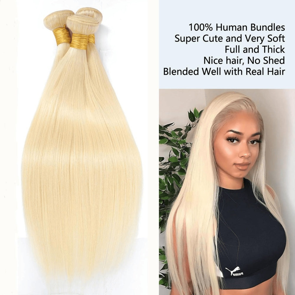 SL'HAIR 613# 5x5 Invisible Real HD Lace Closure with 3 Bundles 100% Human Hair Straight
