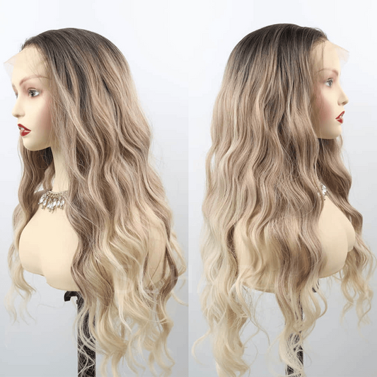 SL'HAIR Body Wave Omber Brown 13*4 Synthetic  Lace Front   Wig ZLF002