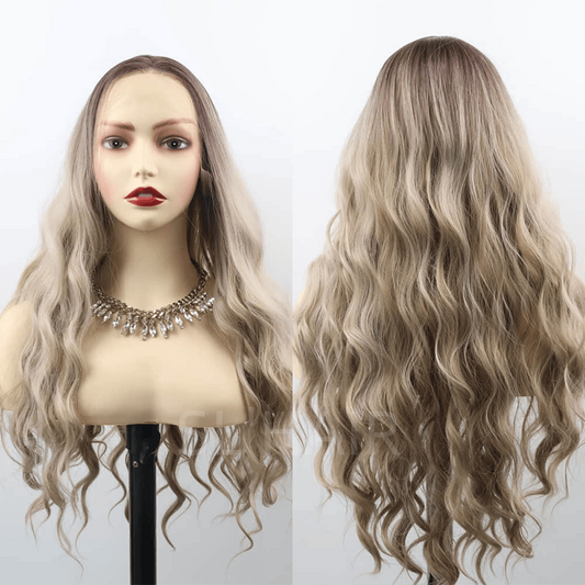 SL'HAIR Body Wave Omber Brown 13*4 Synthetic  Lace Front   Wig ZLF003