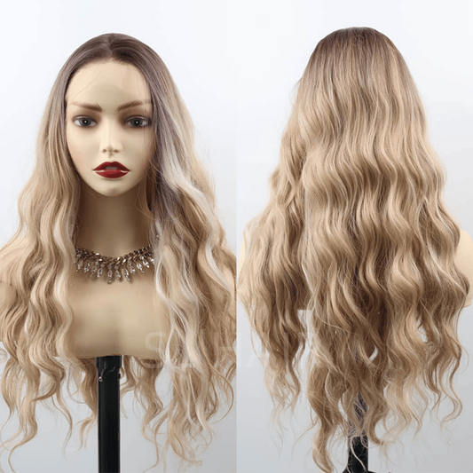 SL'HAIR Body Wave Omber Brown Blonde13*4 Synthetic  Lace Front   Wig ZLF005