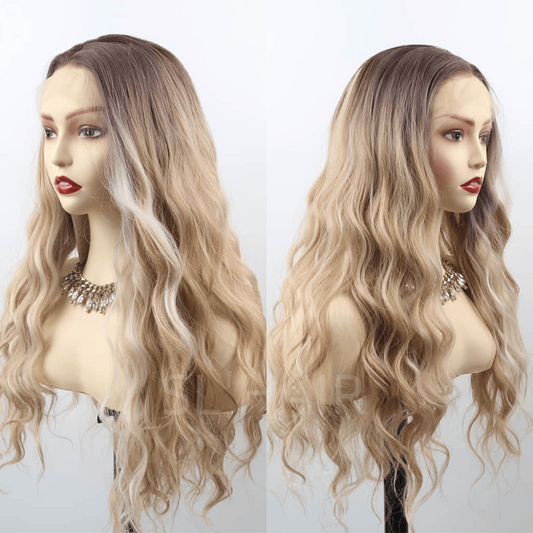 SL'HAIR Body Wave Omber Brown Blonde13*4 Synthetic  Lace Front   Wig ZLF005