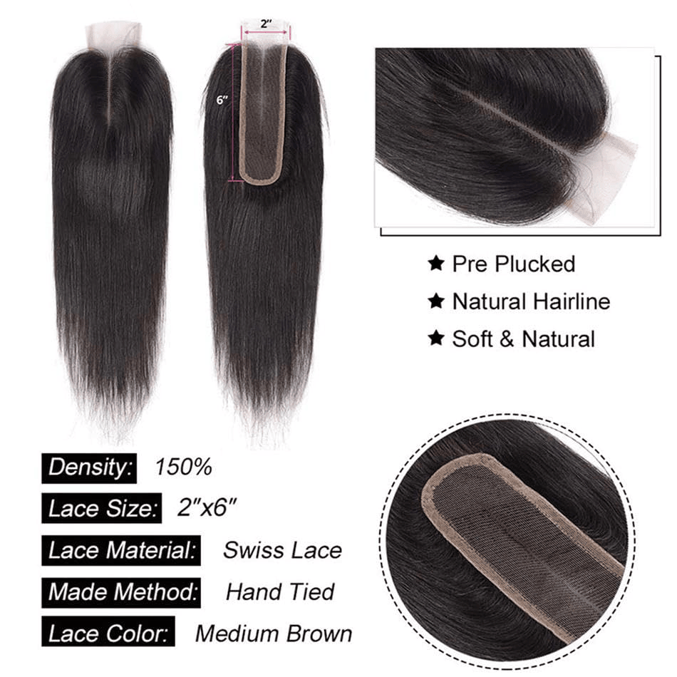 SL'HAIR Lace Closure Only, 2x6 Real Invisible HD Lace Closure Only