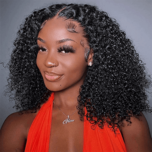 SL'HAIR 1B# Color Real HD Lace 13*4/13*6 Frontal Wig Kinky Curly Pre Plucked