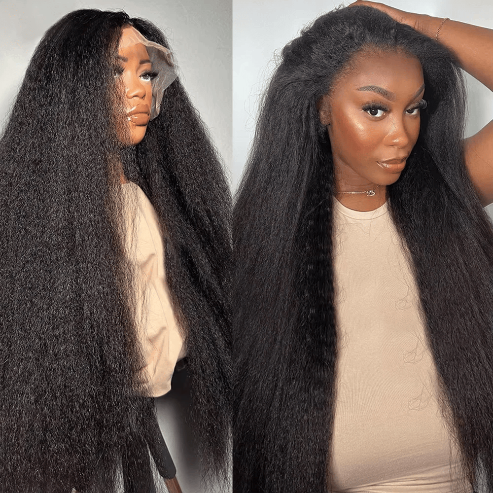 SL'HAIR 1B# Color Real HD Lace 13*4/13*6 Frontal Wig Kinky Straight Pre Plucked