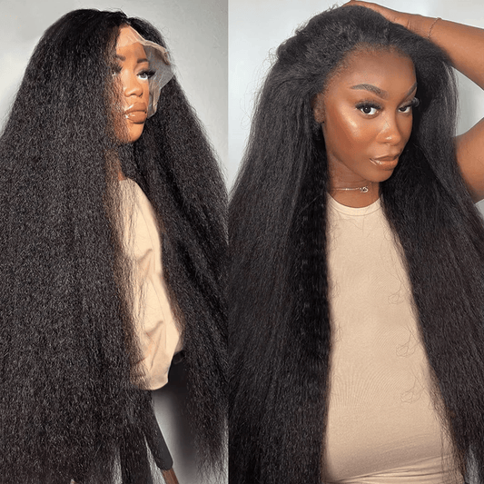 SL'HAIR 1B# Color Real HD Lace 13*4/13*6 Frontal Wig Kinky Straight Pre Plucked