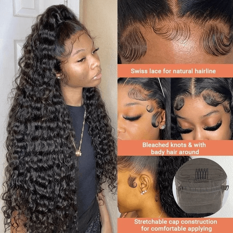 SL'HAIR 1B# Color Real HD Lace 13*4/13*6 Frontal Wig Deep Wave Pre Plucked