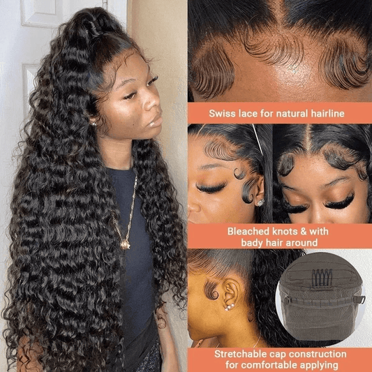 SL'HAIR 1B# Color Real HD Lace 13*4/13*6 Frontal Wig Deep Wave Pre Plucked