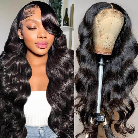 SL'HAIR 1B# Black Color Real HD 5*5&6*6 Lace Closure Wig Body Wave Pre Plucked