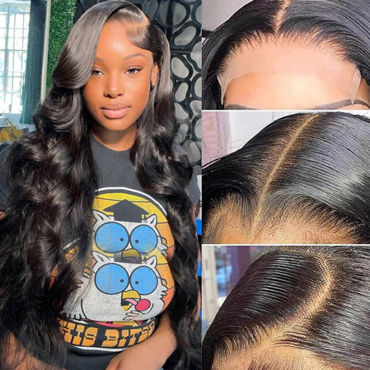SL'HAIR 1B# Black Color Real HD 5*5&6*6 Lace Closure Wig Body Wave Pre Plucked