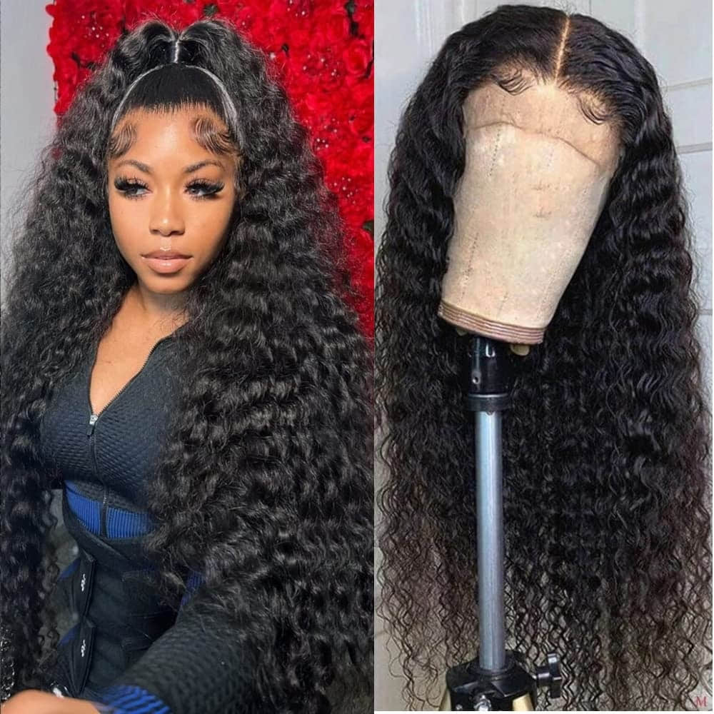 SL'HAIR 1B# Black Color Real HD 5*5&6*6 Lace Closure Wig Deep Wave Pre Plucked