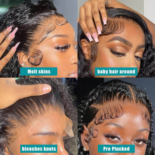 SL'HAIR 1B# Black Color Real HD 5*5&6*6 Lace Closure Wig Deep Wave Pre Plucked