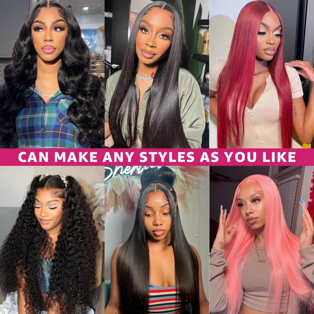 SL'HAIR 1B# Black Color Real HD 5*5&6*6 Lace Closure Wig Straight Pre Plucked