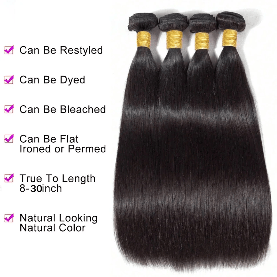 SL'HAIR 3Pcs 1B Color Straight Bundles 100% Human Remy Hair