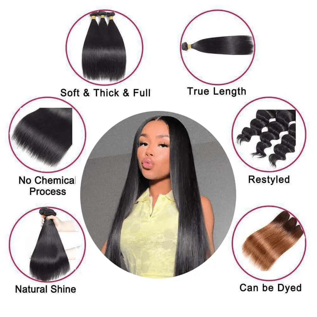 SL'HAIR 1PC 1B Color Bundles 100% Human Hair With Diffierent Texture