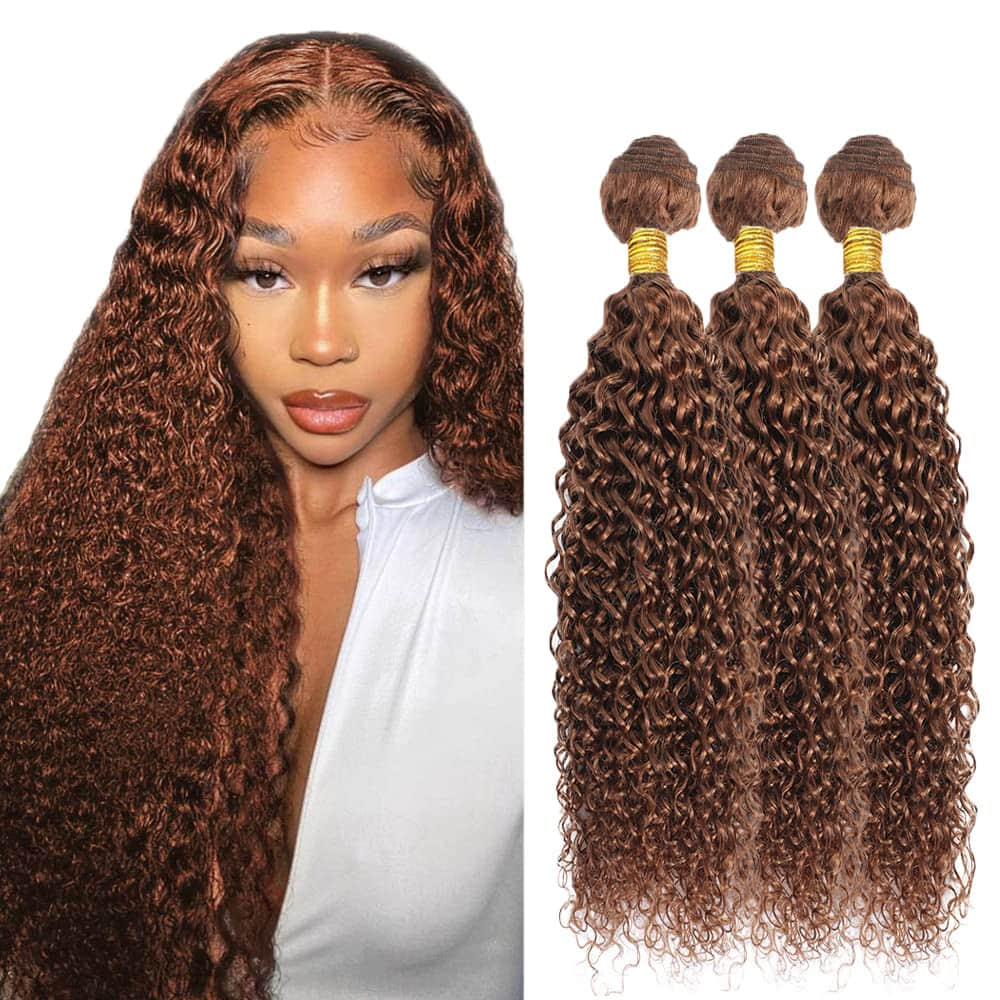 SL'HAIR 1PC 30# Brown Bundles 100% Human Hair With Diffierent Texture