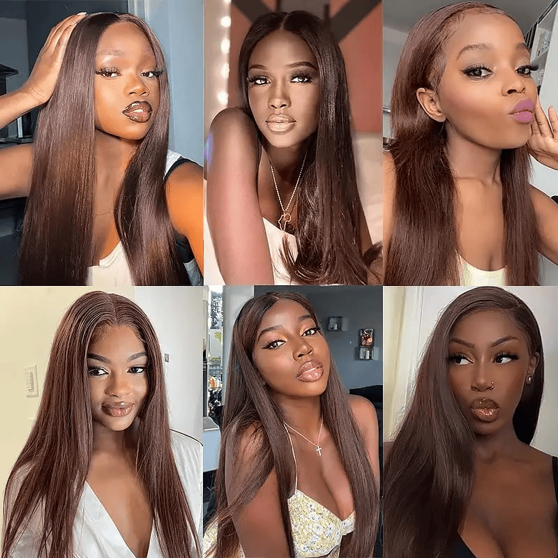 SL'HAIR 3Pcs 4# Brown Color Straight Bundles 100% Human Remy Hair