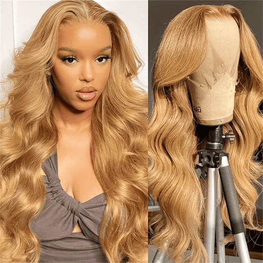 SL'HAIR 27# Honey Blonde Color Real HD Lace 13*4/13*6 Frontal Wig Body Wave Pre Plucked