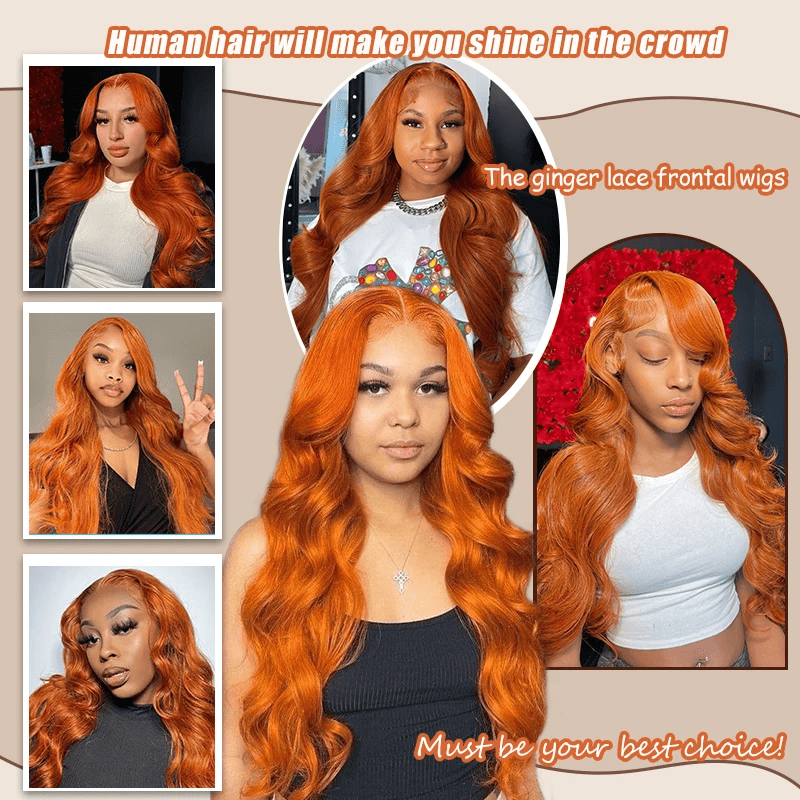 SL'HAIR 350# Ginger Color Real HD Lace 13*4/13*6 Frontal Wig Body Wave Pre Plucked