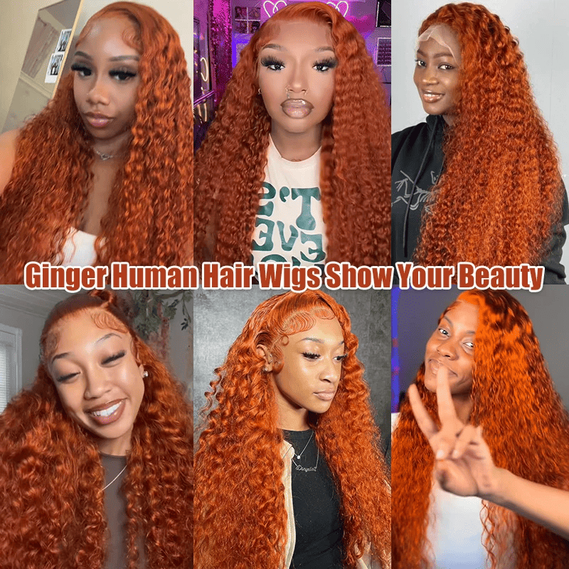 SL'HAIR 350# Ginger Color Real HD Lace 13*4/13*6 Frontal Wig Deep Wave Pre Plucked