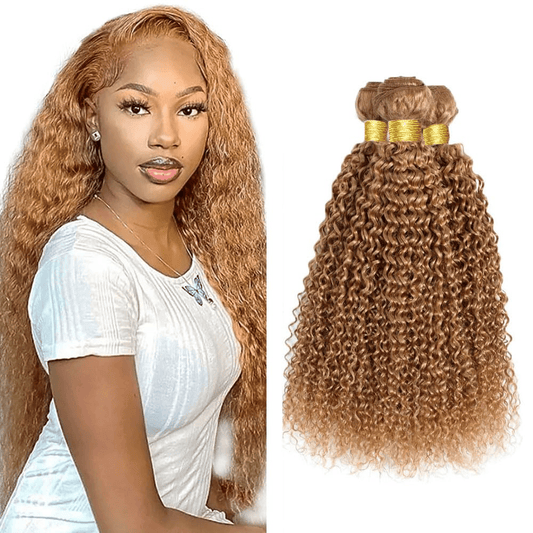 SL'HAIR 3Pcs 27# Blonde Color Curly Bundles 100% Human Remy Hair