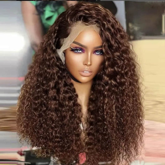 SL'HAIR 4# Brown Color Real HD Lace 13*4/13*6 Frontal Wig Deep Wave Pre Plucked