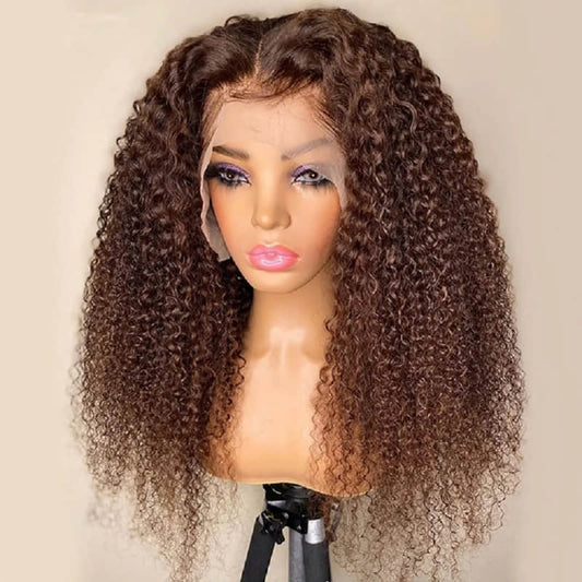 SL'HAIR 4# Color Real HD Lace 13*4/13*6 Frontal Wig Curly Pre Plucked