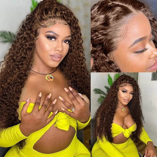 SL'HAIR 4# Color Real HD Lace 13*4/13*6 Frontal Wig Curly Pre Plucked