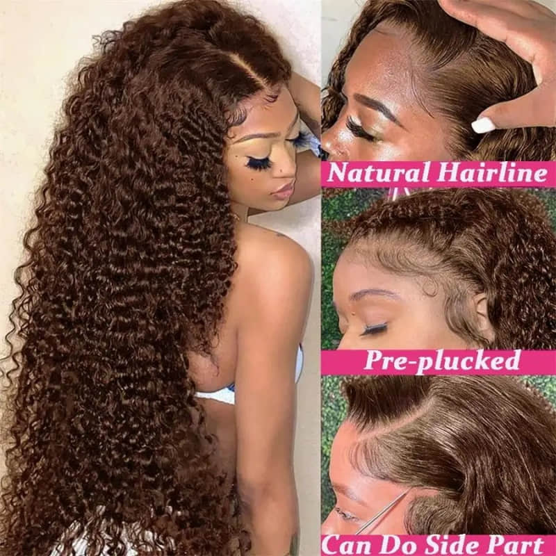 SL'HAIR 4# Color Real HD Lace 13*4/13*6 Frontal Wig Curly Pre Plucked