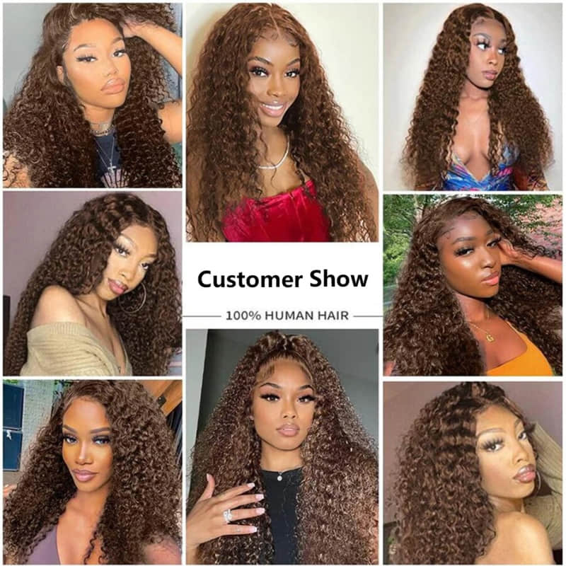 SL'HAIR 4# Color Real HD Lace 13*4/13*6 Frontal Wig Curly Pre Plucked