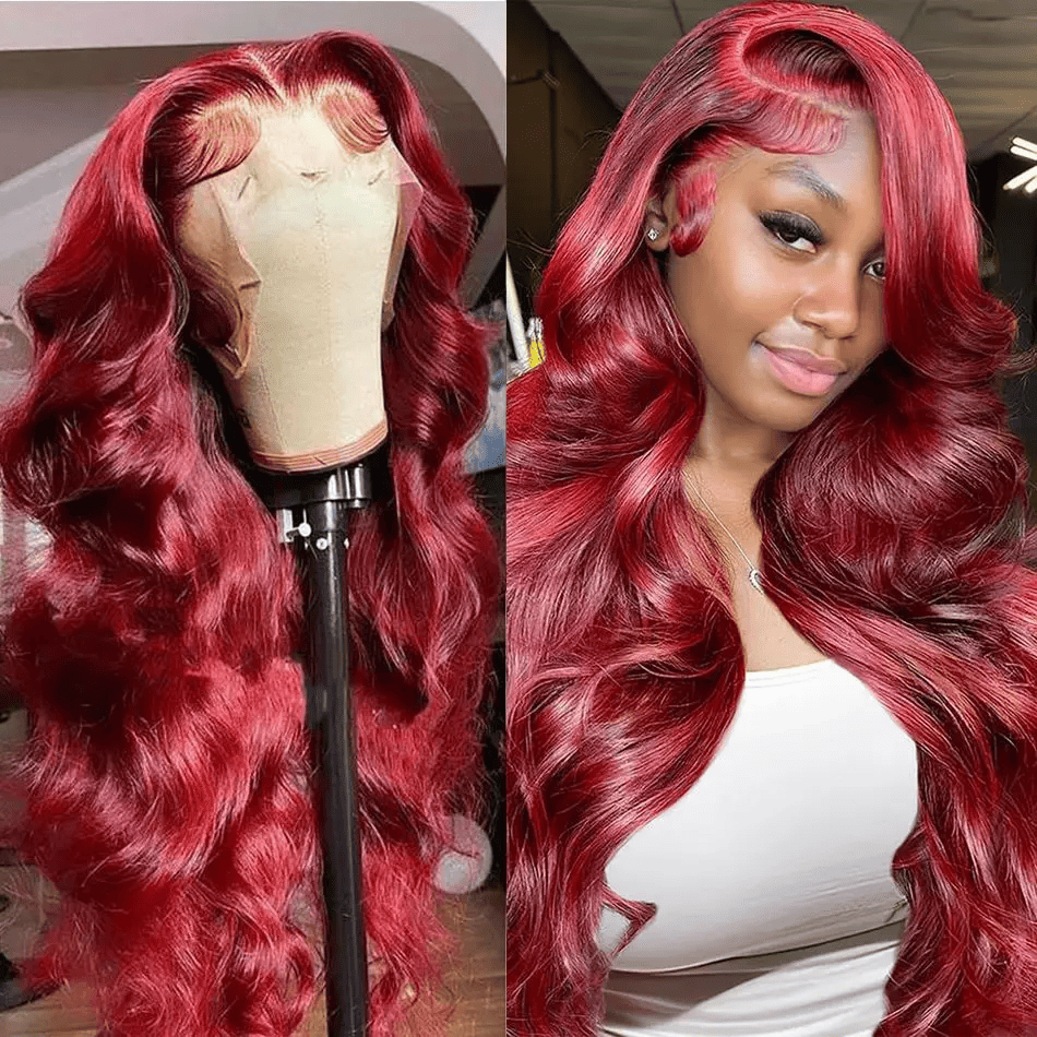 SL'HAIR 99J# Color Real HD 5*5&6*6 Lace Closure Wig Body Wave Pre Plucked