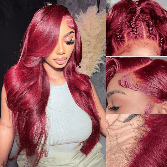 SL'HAIR 99J# Color Real HD 5*5&6*6 Lace Closure Wig Body Wave Pre Plucked