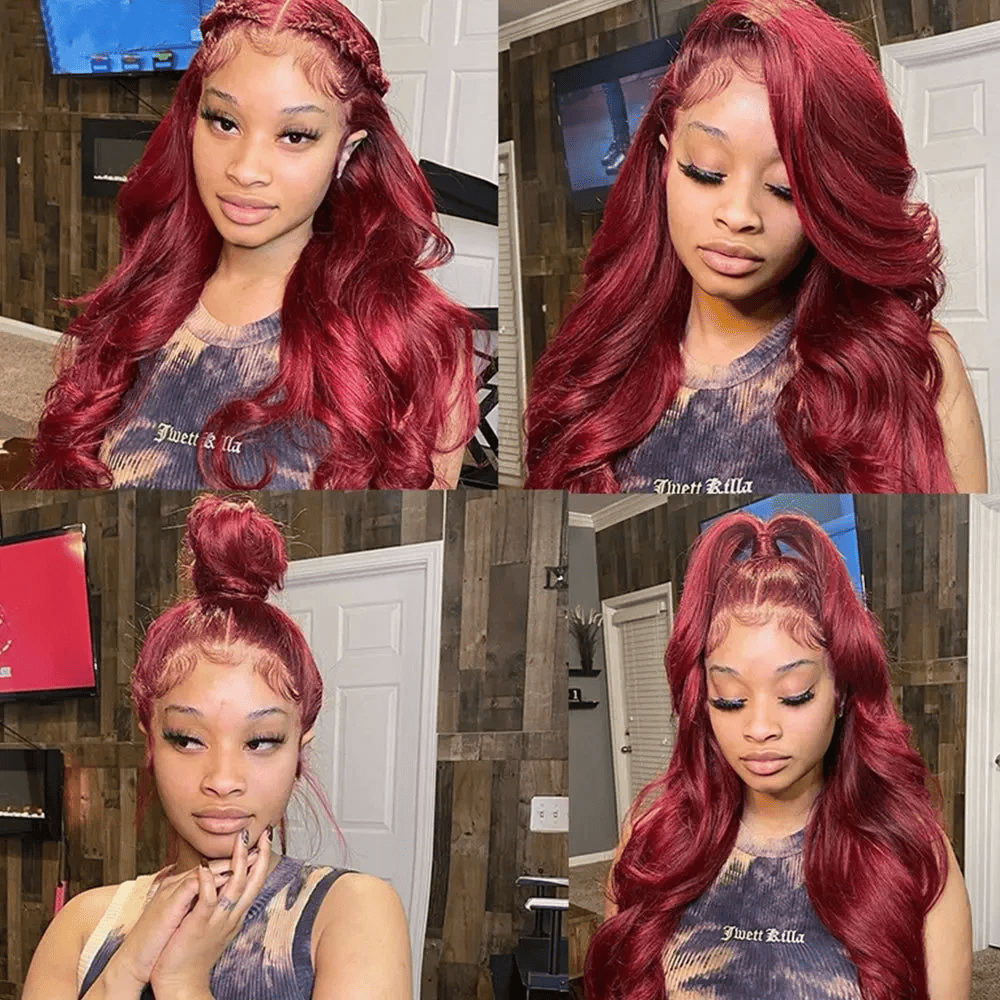 SL'HAIR 99J# Color Real HD 5*5&6*6 Lace Closure Wig Body Wave Pre Plucked