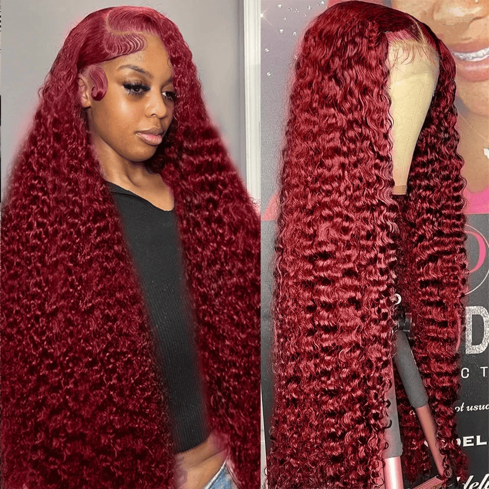 SL'HAIR 99J# Color Real HD 5*5&6*6 Lace Closure Wig Deep Wave Pre Plucked