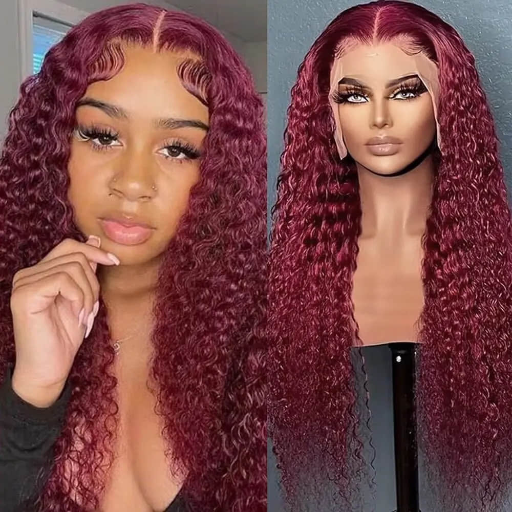 SL'HAIR 99J# Color Real HD 5*5&6*6 Lace Closure Wig Water Wave Pre Plucked