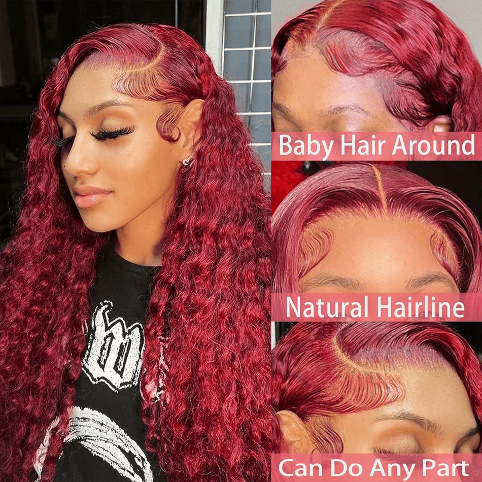 SL'HAIR 99J# Color Real HD 5*5&6*6 Lace Closure Wig Deep Wave Pre Plucked
