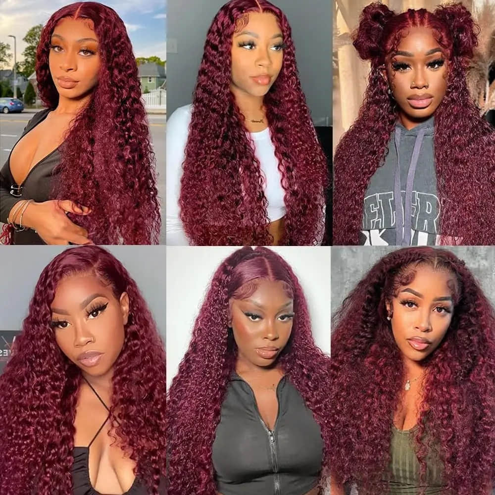 SL'HAIR 99J# Color Real HD 5*5&6*6 Lace Closure Wig Water Wave Pre Plucked