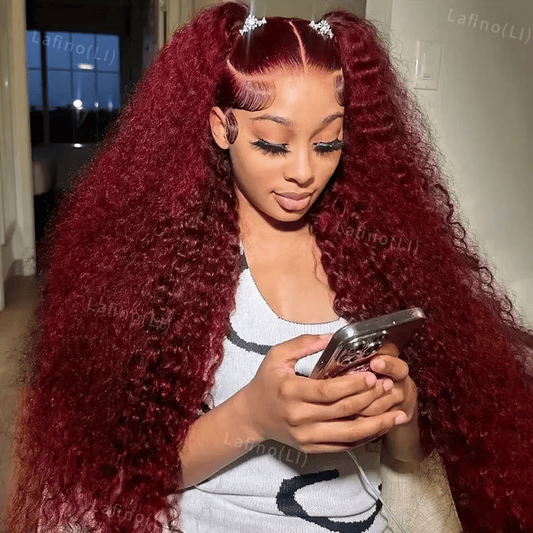 SL'HAIR 99J# Color Real HD Lace 13*4/13*6 Frontal Wig Deep Wave Pre Plucked