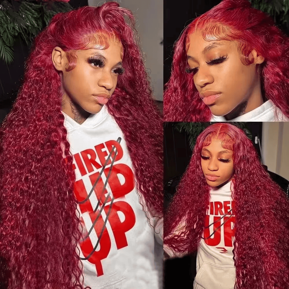 SL'HAIR 99J# Color Real HD Lace 13*4/13*6 Frontal Wig Deep Wave Pre Plucked