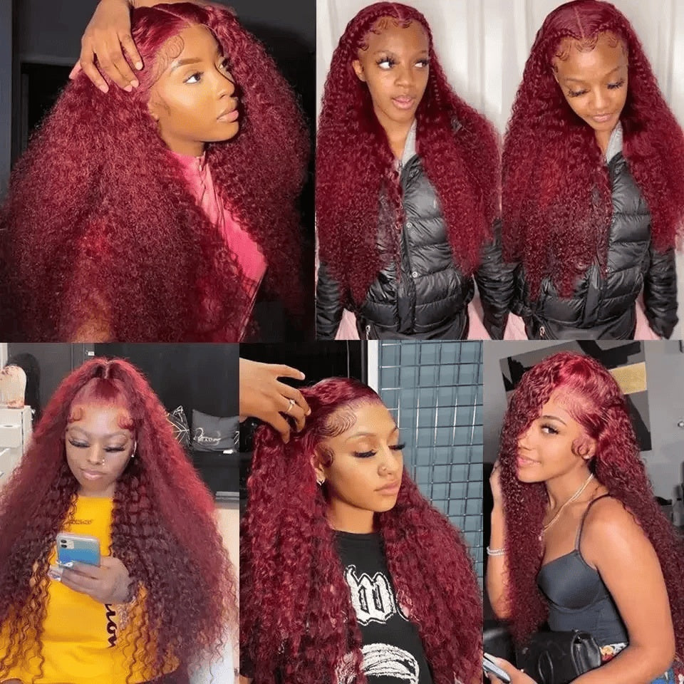 SL'HAIR 99J# Color Real HD Lace 13*4/13*6 Frontal Wig Deep Wave Pre Plucked