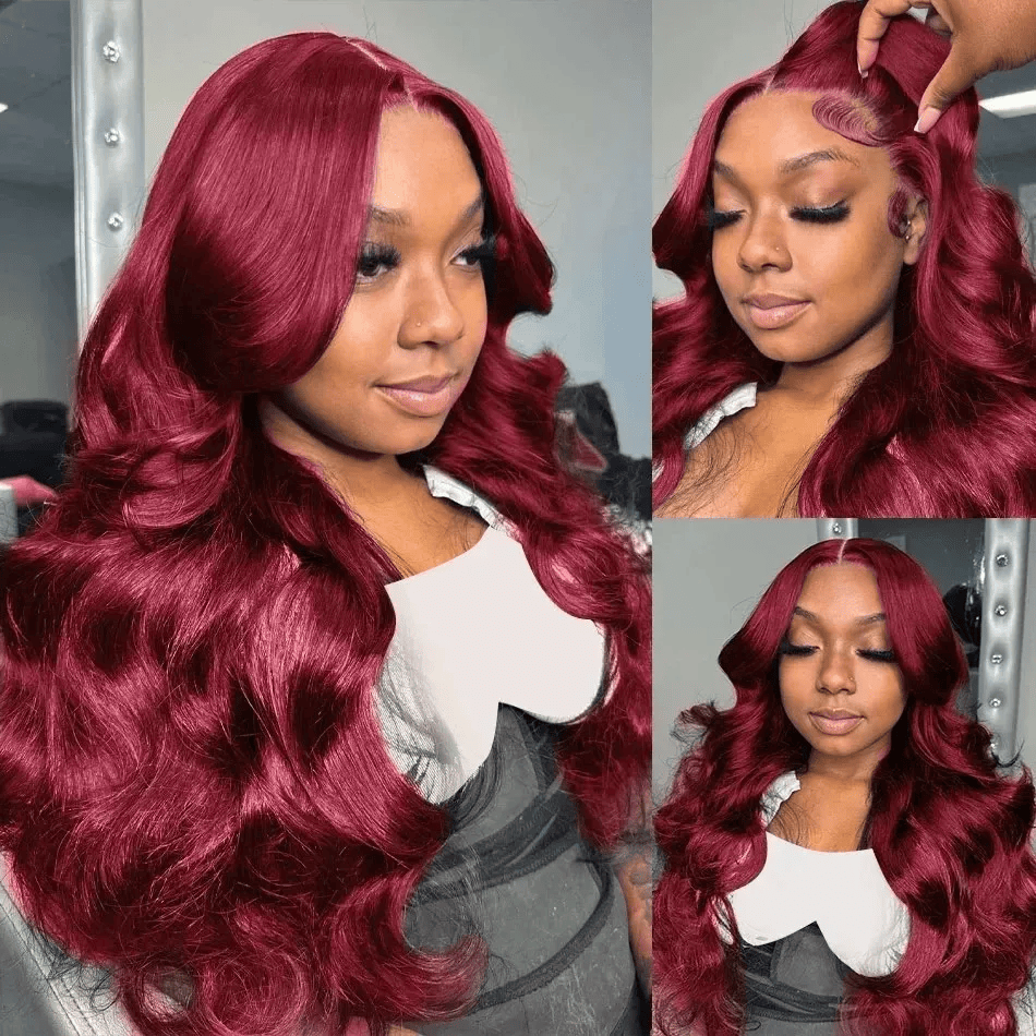 SL'HAIR 99J Color Real HD Lace 13*4/13*6 Frontal Wig Body Wave Pre Plucked