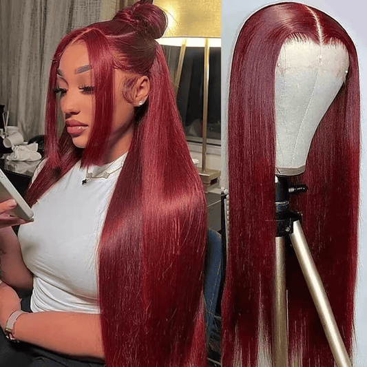 SL'HAIR 99J Color Real HD Lace 13*4/13*6 Frontal Wig Straight Pre Plucked