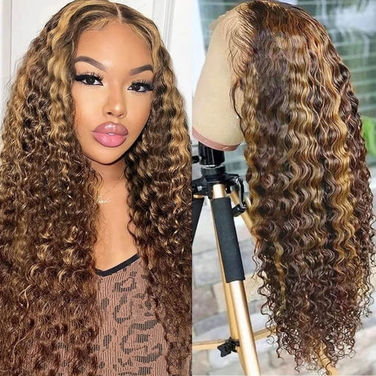SL'HAIR Highlight Color Real HD Lace 13*4/13*6 Frontal Wig Deep Wave Pre Plucked
