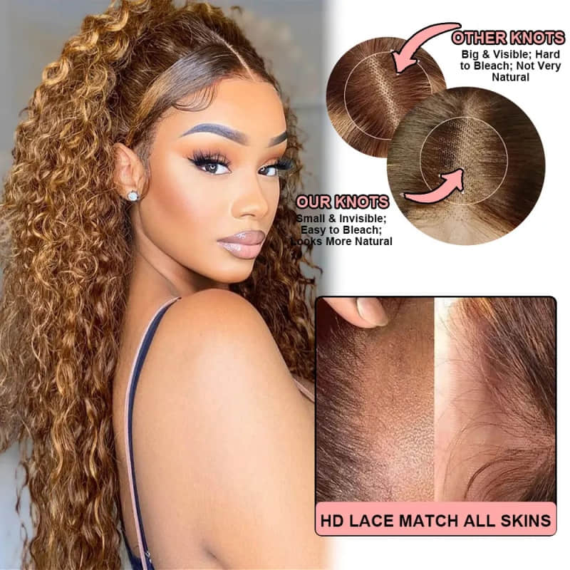 SL'HAIR Highlight Color Real HD Lace 13*4/13*6 Frontal Wig Deep Wave Pre Plucked