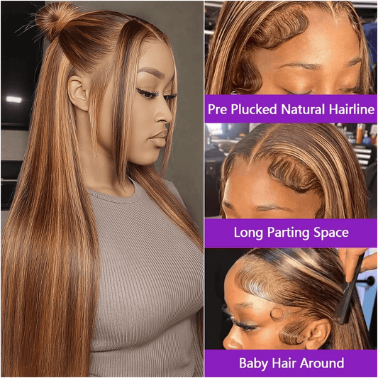 SL'HAIR Highlight Color Real HD Lace 13*4/13*6 Frontal Wig Straight Pre Plucked