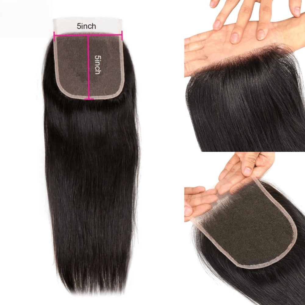 SL'HAIR Lace Closure Only, 4*4 5*5 Real Invisible HD Lace Closure Only